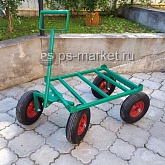 Тележка четырехколесная с пластиковым баком САДОВОД фото от магазина Ps-Market