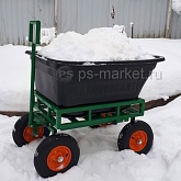 Тележка четырехколесная откидная САДОВОД (с корытом) фото от магазина Ps-Market