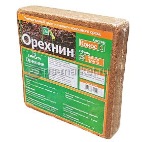 Кокосовый субстрат в брикете Орехнин-1 25л фото от магазина Ps-Market